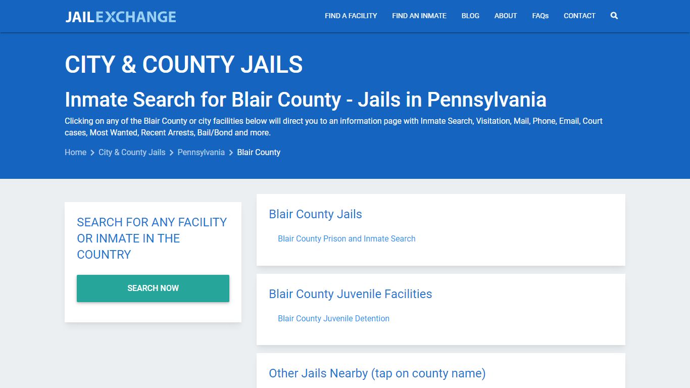 Inmate Search for Blair County | Jails in Pennsylvania - Jail Exchange